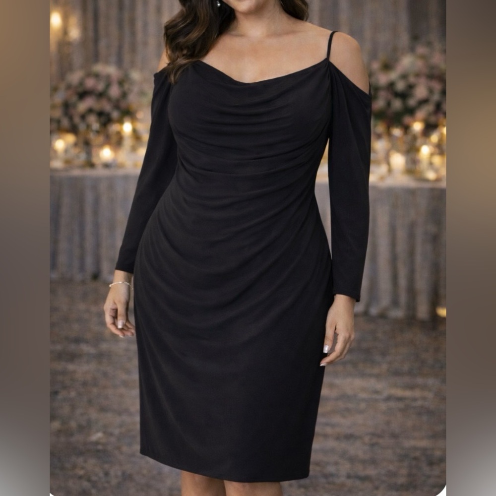Laundry Black off the shoulder Long Sleeve Cocktail Dress